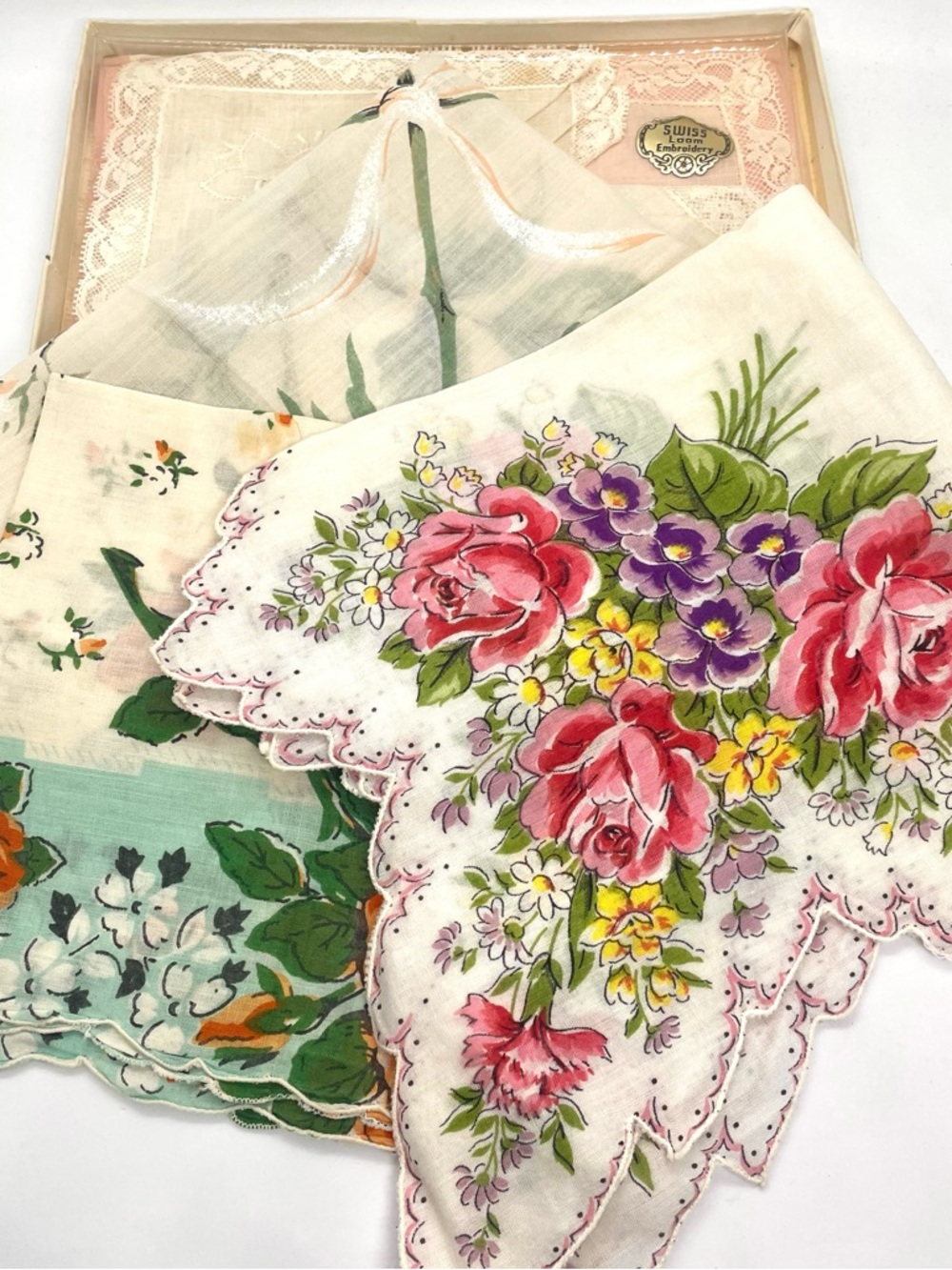 Floral and Lace Handkerchief Set